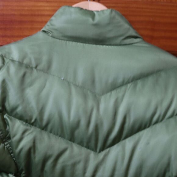 Eddie Bauer Down Green Puffer Goose Down Warm Jacket Upcycle Painted Coat XS - Picture 10 of 16